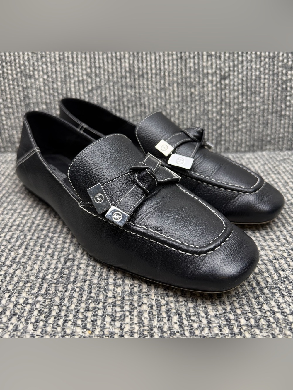 Michael Michael Kors Ripley Leather Loafers Black Slip On Shoes Women’s 6.5M